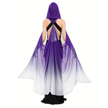 Load image into Gallery viewer, Full Length Tulle Cloak with Hood and Off Shoulder Capelet
