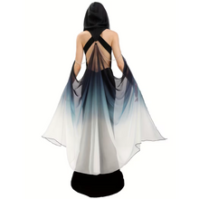 Load image into Gallery viewer, Full Length Tulle Cloak with Hood and Off Shoulder Capelet
