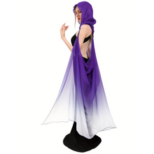 Load image into Gallery viewer, Full Length Tulle Cloak with Hood and Off Shoulder Capelet
