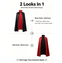 Load image into Gallery viewer, Double Sided Gothic Cape with Stand Collar and Front Lacing

