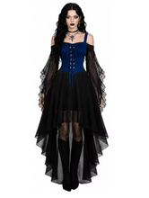 Load image into Gallery viewer, Gothic Witch Costume Dress with Butterfly Sleeves and Mesh Fabric
