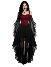 Load image into Gallery viewer, Gothic Witch Costume Dress with Butterfly Sleeves and Mesh Fabric
