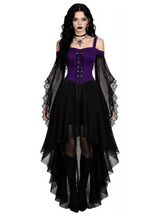Load image into Gallery viewer, Gothic Witch Costume Dress with Butterfly Sleeves and Mesh Fabric
