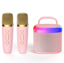 Load image into Gallery viewer, Mini Karaoke Machine with Wireless Microphones – Portable Bluetooth Speaker for Kids
