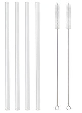 Load image into Gallery viewer, High Borosilicate Glass Straw Set – Reusable Eco-Friendly Drinking Straws with Cleaning Brush
