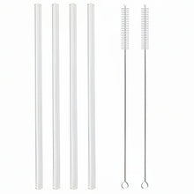 Load image into Gallery viewer, High Borosilicate Glass Straw Set – Reusable Eco-Friendly Drinking Straws with Cleaning Brush
