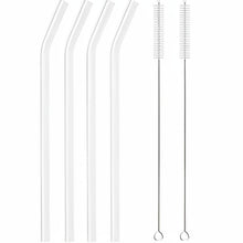Load image into Gallery viewer, High Borosilicate Glass Straw Set – Reusable Eco-Friendly Drinking Straws with Cleaning Brush
