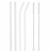 Load image into Gallery viewer, High Borosilicate Glass Straw Set – Reusable Eco-Friendly Drinking Straws with Cleaning Brush
