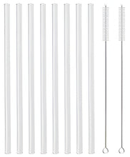 Load image into Gallery viewer, High Borosilicate Glass Straw Set – Reusable Eco-Friendly Drinking Straws with Cleaning Brush
