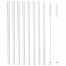 Load image into Gallery viewer, High Borosilicate Glass Straw Set – Reusable Eco-Friendly Drinking Straws with Cleaning Brush
