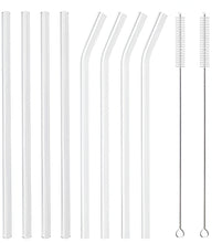 Load image into Gallery viewer, High Borosilicate Glass Straw Set – Reusable Eco-Friendly Drinking Straws with Cleaning Brush
