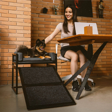 Load image into Gallery viewer, Solid Wood Pet Ramp with Ladder Steps for Bedside Support
