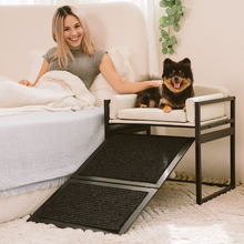 Load image into Gallery viewer, Solid Wood Pet Ramp with Ladder Steps for Bedside Support
