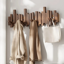 Load image into Gallery viewer, Wooden Wall Coat Rack with Foldable Hooks
