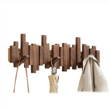 Load image into Gallery viewer, Wooden Wall Coat Rack with Foldable Hooks
