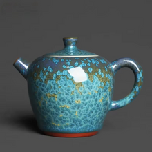 Load image into Gallery viewer, Handcrafted Tianmu Crystal Teapot with Gold Spot Texture for Gongfu Tea
