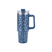 Load image into Gallery viewer, Leopard Print Insulated Tumbler with Handle and Straw 40oz Stainless Steel
