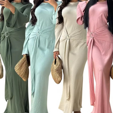 Load image into Gallery viewer, Women's Long Eid Abaya Dress – Modest Islamic Kaftan for Ramadan and Special Occasions
