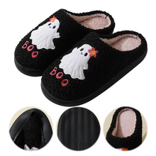 Load image into Gallery viewer, Cozy Halloween Ghost Plush Slippers – Soft Thermal Furry Indoor Slippers with Anti-Slip Sole for Adults
