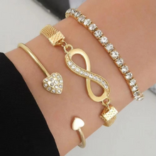 Load image into Gallery viewer, Elegant Rhinestone Heart &amp; Infinity Bracelet Set for Women - 3 Pieces
