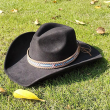Load image into Gallery viewer, Classic Suede Western Cowboy Fedora Hat with 3.7 Inch Brim for Men and Women
