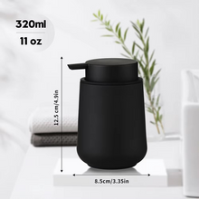 Load image into Gallery viewer, Matte Black Liquid Hand Soap Dispenser 11oz Modern Refillable Plastic Bottle for Bathroom and Kitchen Counter
