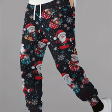 Load image into Gallery viewer, Men's Christmas Pants Santa Reindeer and Tree Print Red and White Holiday Trousers
