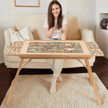 Load image into Gallery viewer, Tall Wooden Jigsaw Puzzle Table With Legs, 4 Drawers, Folding Board For 1500 Pieces
