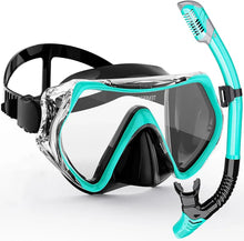 Load image into Gallery viewer, Adult Snorkel and Dive Mask Set with Silicone Seal, Dry Snorkel and 180 Degree Clear Vision

