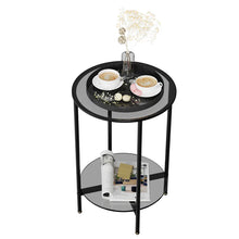 Load image into Gallery viewer, 2-Tier Round Glass Coffee Table, Modern Metal Frame Living Room Side Table
