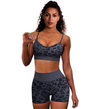 Load image into Gallery viewer, Leopard Print Yoga Set for Women with Supportive Sports Bra and Training Leggings
