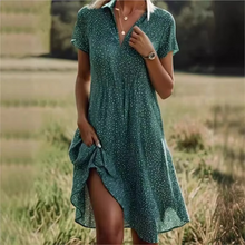 Load image into Gallery viewer, Elegant Polka Dot Midi Shirt Dress for Women
