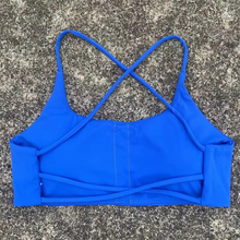 Load image into Gallery viewer, Women's Cross Back Spaghetti Strap Sports Bra with Chest Pad – Soft Athletic Yoga and Workout Top
