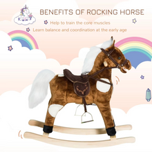 Load image into Gallery viewer, Plush Ride-On Rocking Horse Chair with Music for Kids – Dark Brown

