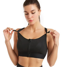 Load image into Gallery viewer, Adjustable Zip-Front Sports Bra with Underwire Support and Push-Up Design
