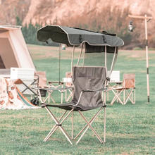 Load image into Gallery viewer, Portable Canopy Lounge Chair with Adjustable Sunshade and Cup Holder
