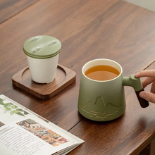 Load image into Gallery viewer, Large Ceramic Tea Cup with Lid and Built-In Filter for Home or Office
