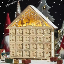 Load image into Gallery viewer, Wooden Christmas Advent Calendar 24-Day Reusable Countdown Tabletop Decoration
