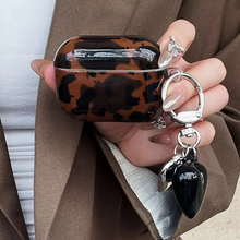 Load image into Gallery viewer, Retro Leopard Print Heart Keychain Case For AirPods
