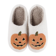 Load image into Gallery viewer, Spooky Pumpkin Lantern Slippers – Plush, Non-Slip, and Ultra Warm for Men and Women
