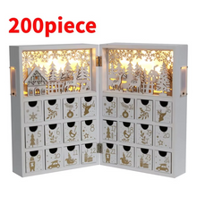Load image into Gallery viewer, Wooden LED House Advent Calendar, 24 Day Countdown Table Ornament
