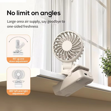 Load image into Gallery viewer, Portable Rechargeable Clip Fan with Type C Charging and 3 Speed Settings for Personal Cooling
