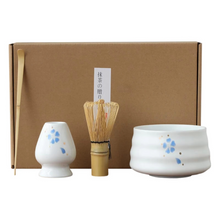 Load image into Gallery viewer, Traditional Matcha Tea Preparation Set, 4 Piece Bamboo Whisk and Bowl Kit
