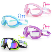 Load image into Gallery viewer, 2-Pack HD Swimming Goggles with Earplugs, Wide-View Waterproof Dive Mask
