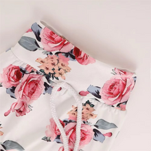 Load image into Gallery viewer, Baby Girl 3-Piece Floral Hoodie Set with Pants and Bow Headband
