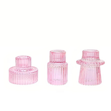 Load image into Gallery viewer, Glass Taper Candle Holder Boho Ribbed Glass Votive for Table Centerpiece and Home Décor
