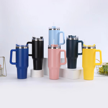 Load image into Gallery viewer, Stainless Steel Insulated Tumbler with Straw and Handle – 40 oz Large Capacity Thermal Cup

