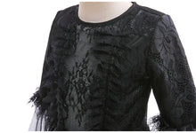 Load image into Gallery viewer, Girls Witch Queen Dress with Ruffle Trim and Decorative Pattern, Mid Calf Length All Vera Mart
