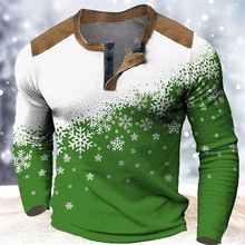Load image into Gallery viewer, Christmas Snowflake Gradient 3D Print Henley Shirt for Men
