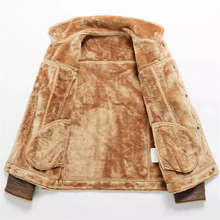 Load image into Gallery viewer, Mens Suede Finish Winter Coat with Thick Fleece Lining and Turn Down Collar
